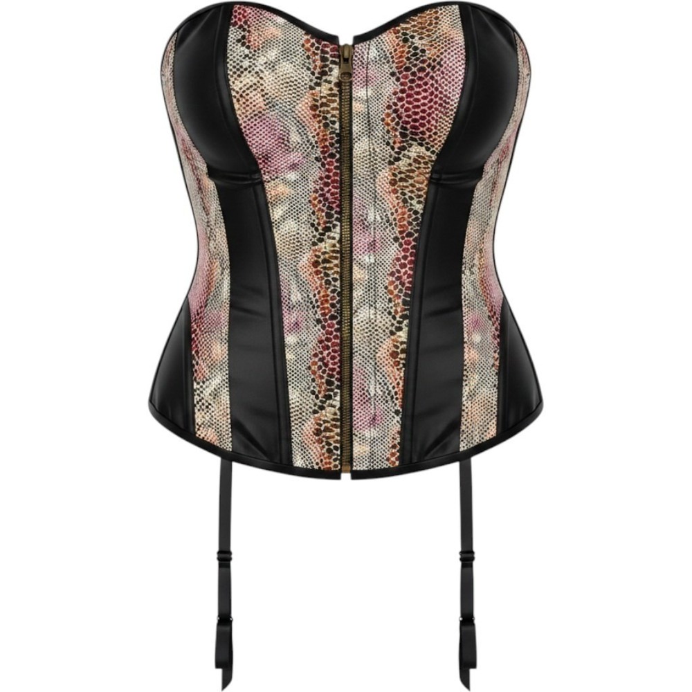 Vtg FOH Edgy Gothic Steampunk Faux Leather Snakeskin Bustier Corset Lingerie Med
